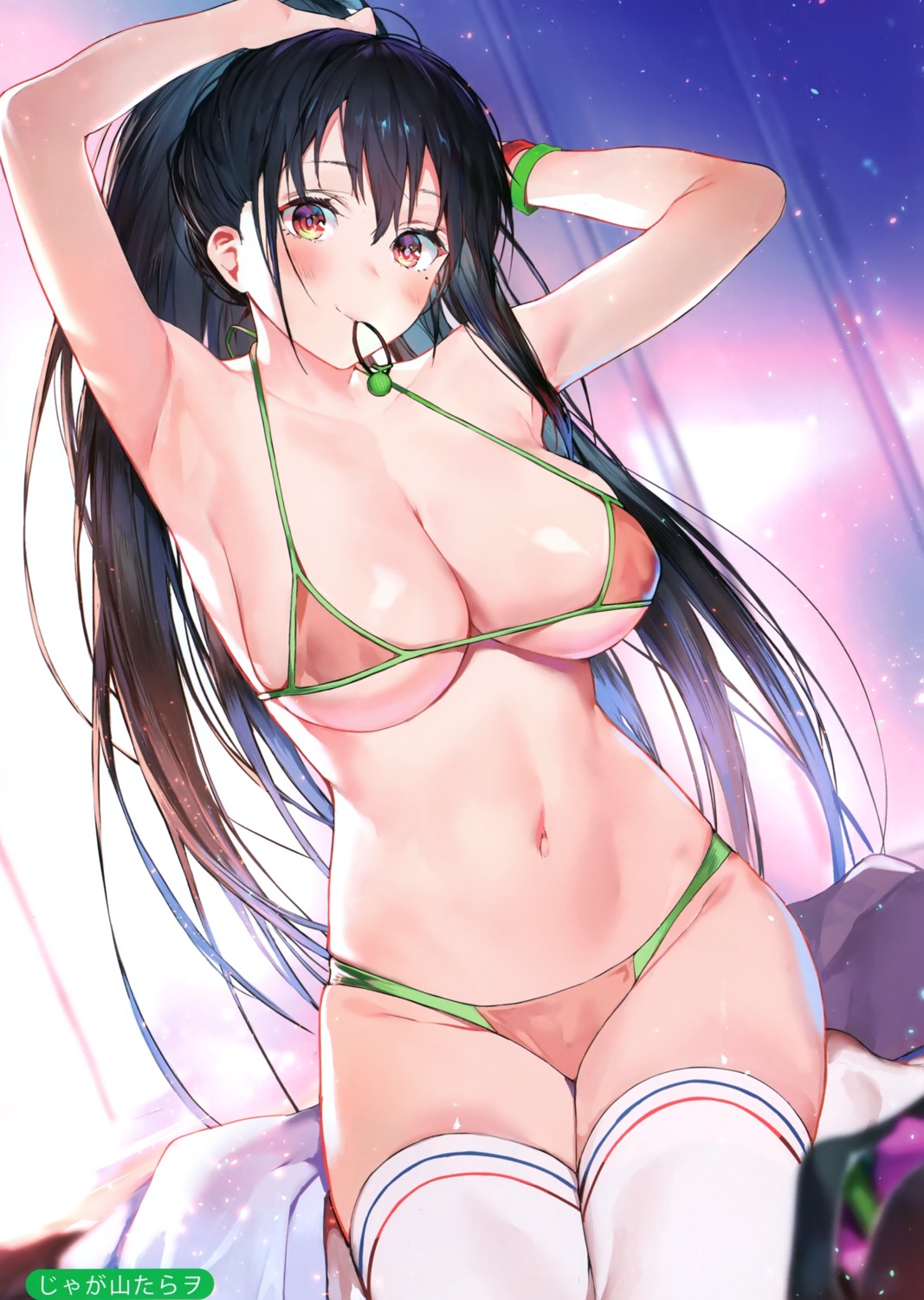 bikini cleavage jaga_yamatarawo swimsuits thighhighs underboob