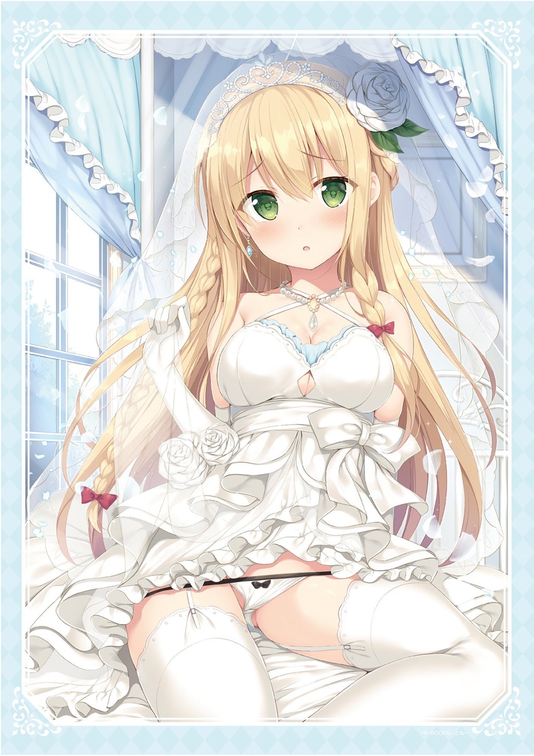 cleavage dress pantsu panty_pull skirt_lift stockings thighhighs tomoo wedding_dress