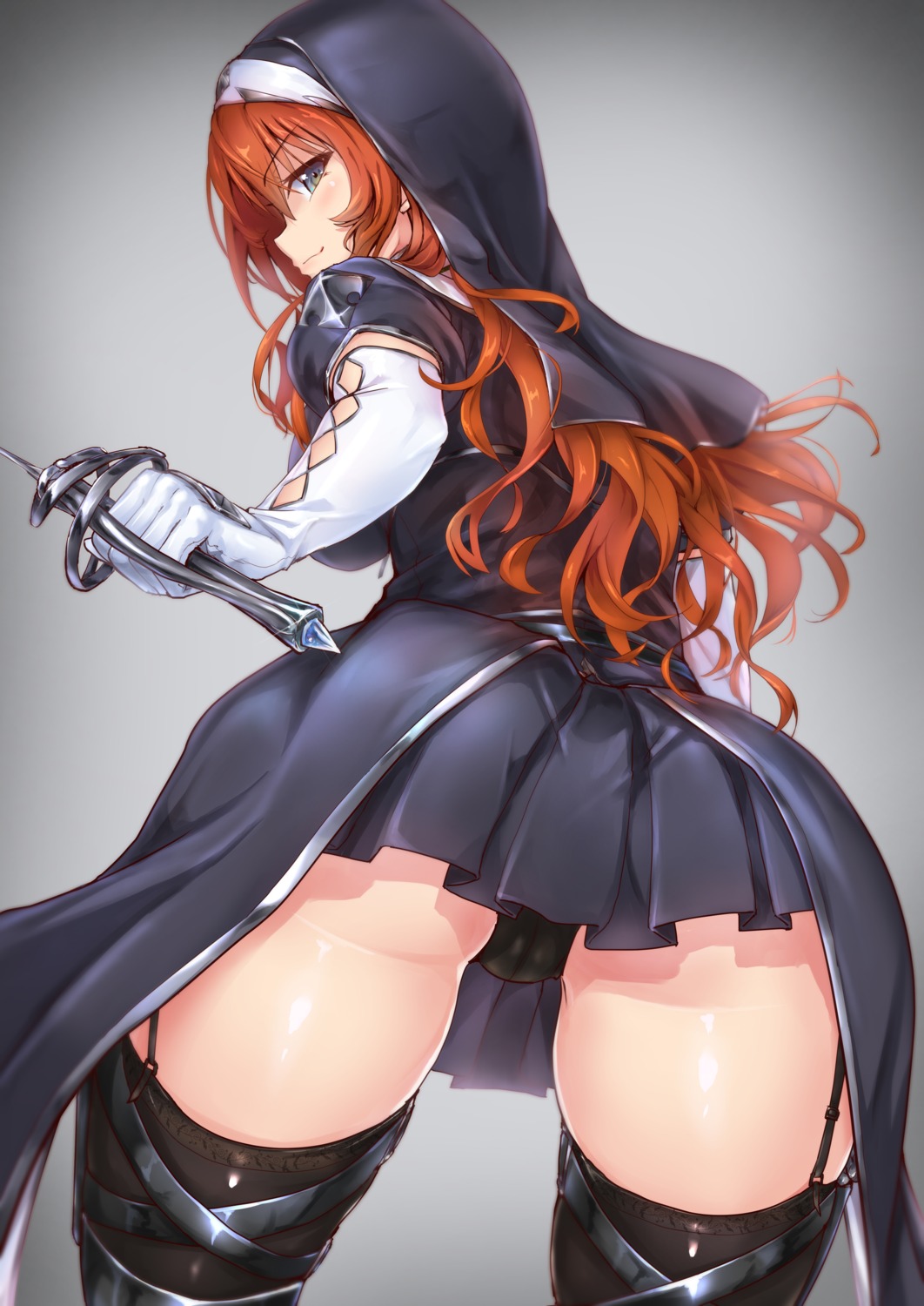 ass cameltoe nun pantsu stockings sword thighhighs tori_(puru0083)