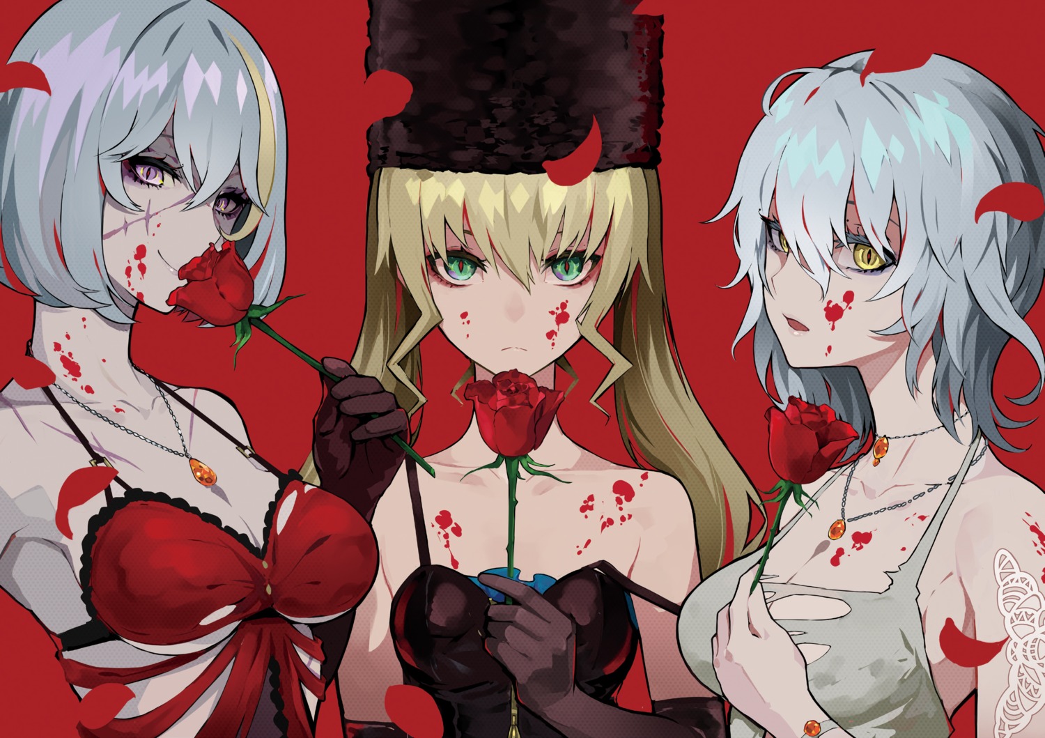 blood cleavage code_vein eva_roux io_(code_vein) lam mia_karnstein no_bra torn_clothes underboob