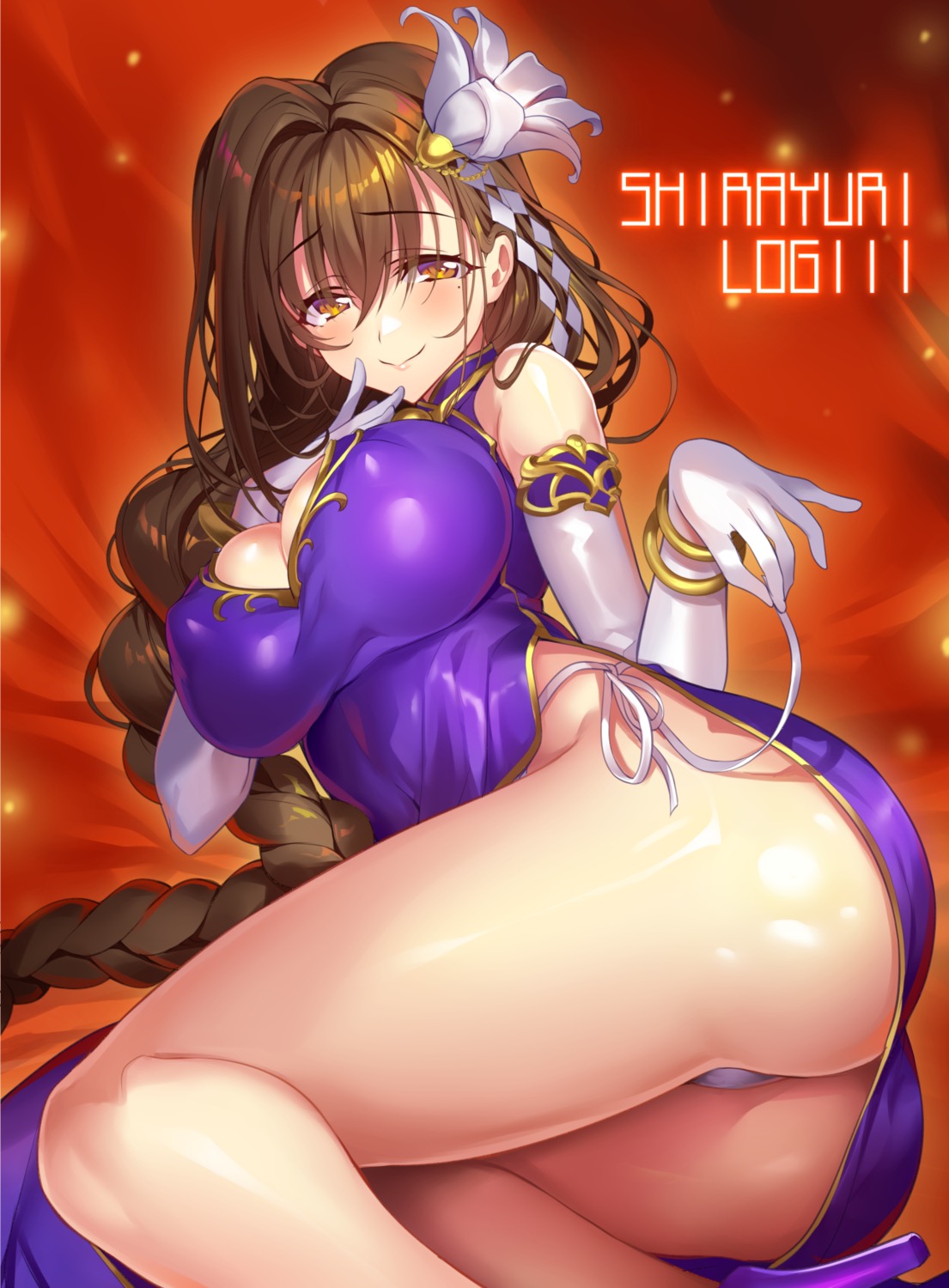 ass chinadress cleavage erect_nipples heels kanpani_girls pantsu senri_gan shirayuri_sakura string_panties