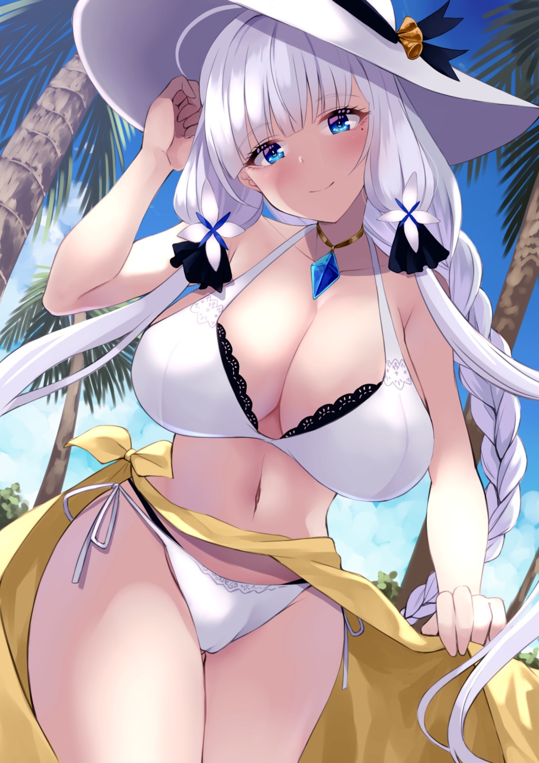 azur_lane bikini cameltoe illustrious_(azur_lane) skirt_lift swimsuits wee_(weeyy)