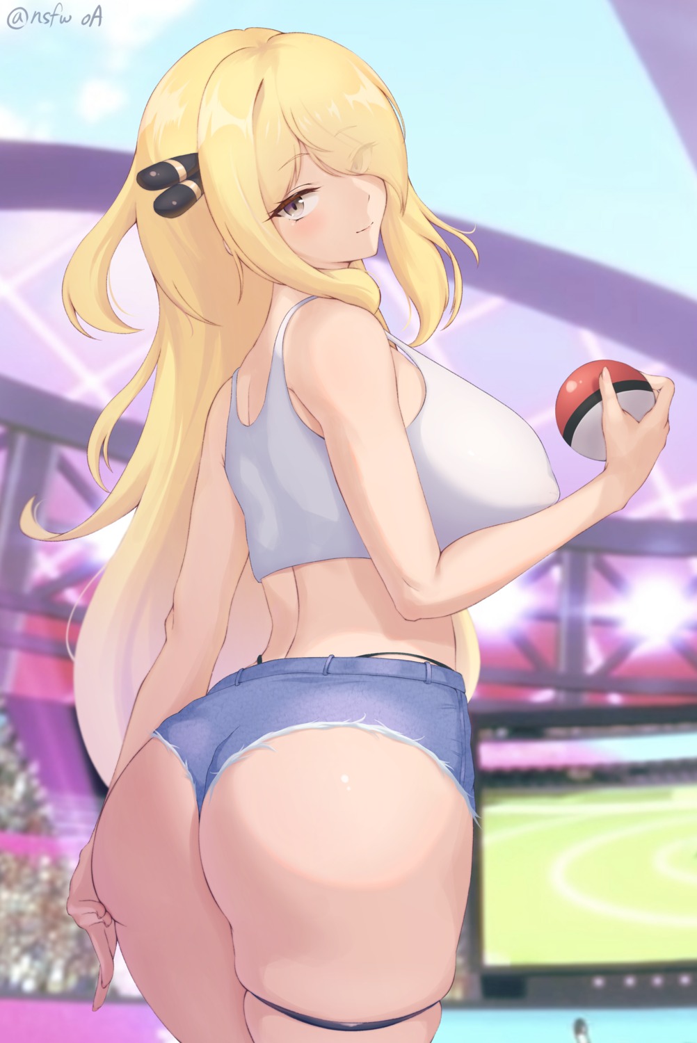 a_oapixiv ass erect_nipples garter pantsu pokemon pokemon_dppt shirona_(pokemon)