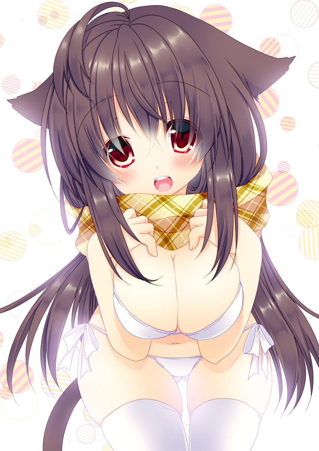 animal_ears bikini breast_hold cleavage hikanyan swimsuits tail thighhighs