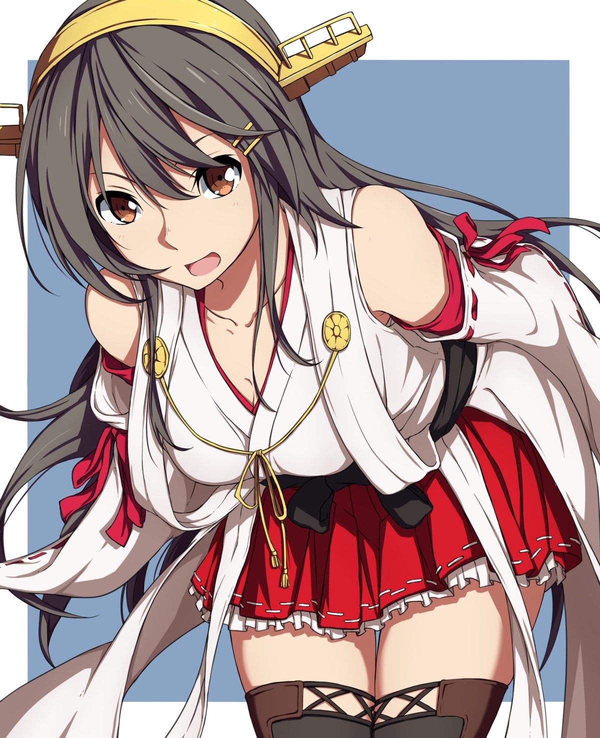 cleavage haruna_(kancolle) kantai_collection sblack thighhighs