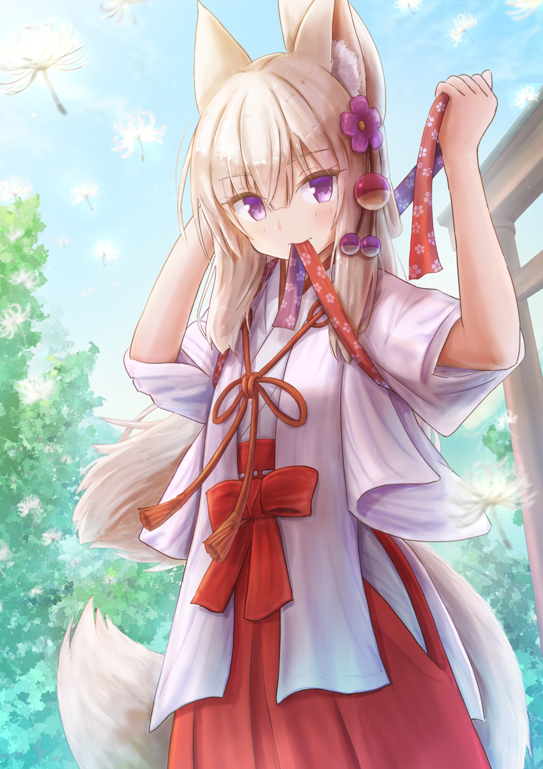 animal_ears iroha_(iroha_matsurika) kitsune miko tail