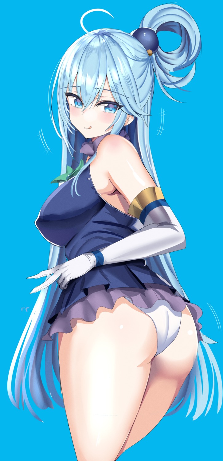 aqua_(konosuba) ass erect_nipples hanasaka_houcha kono_subarashii_sekai_ni_shukufuku_wo! no_bra pantsu see_through