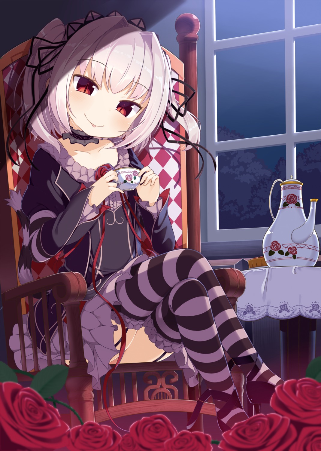 dress gothic_lolita hapymaher lolita_fashion muku_(muku-coffee) naitou_maia stockings thighhighs