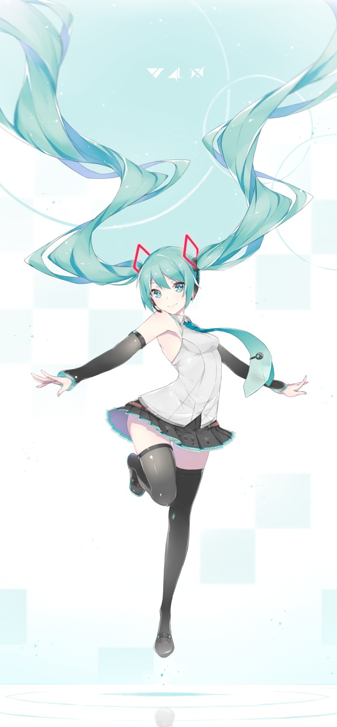 fhang hatsune_miku headphones thighhighs vocaloid