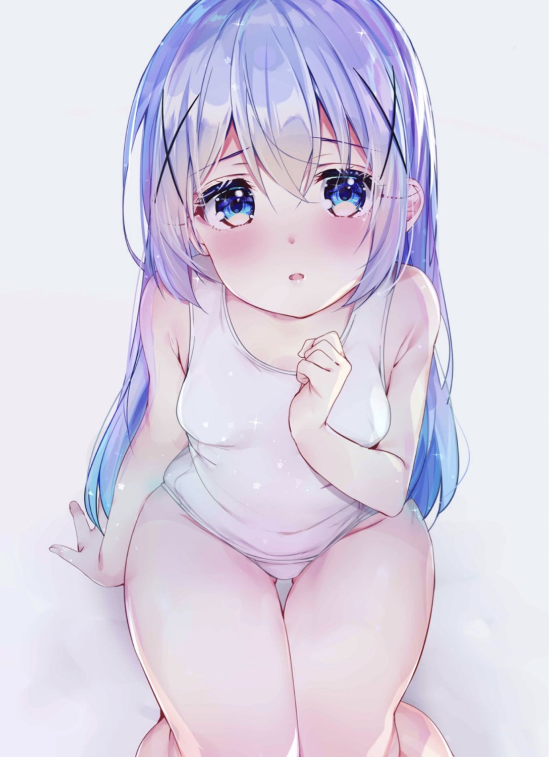 breast_hold gochuumon_wa_usagi_desu_ka? kafuu_chino loli rouka school_swimsuit swimsuits