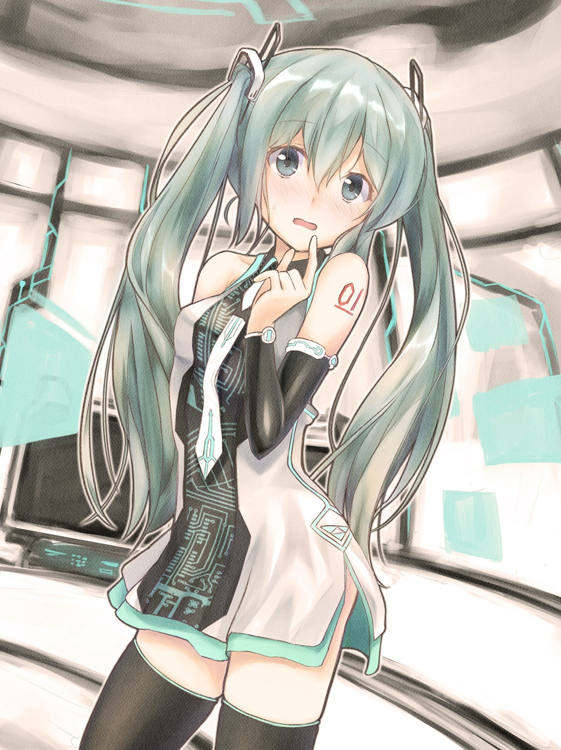 dress hatsune_miku rupe_paperu tattoo thighhighs vocaloid