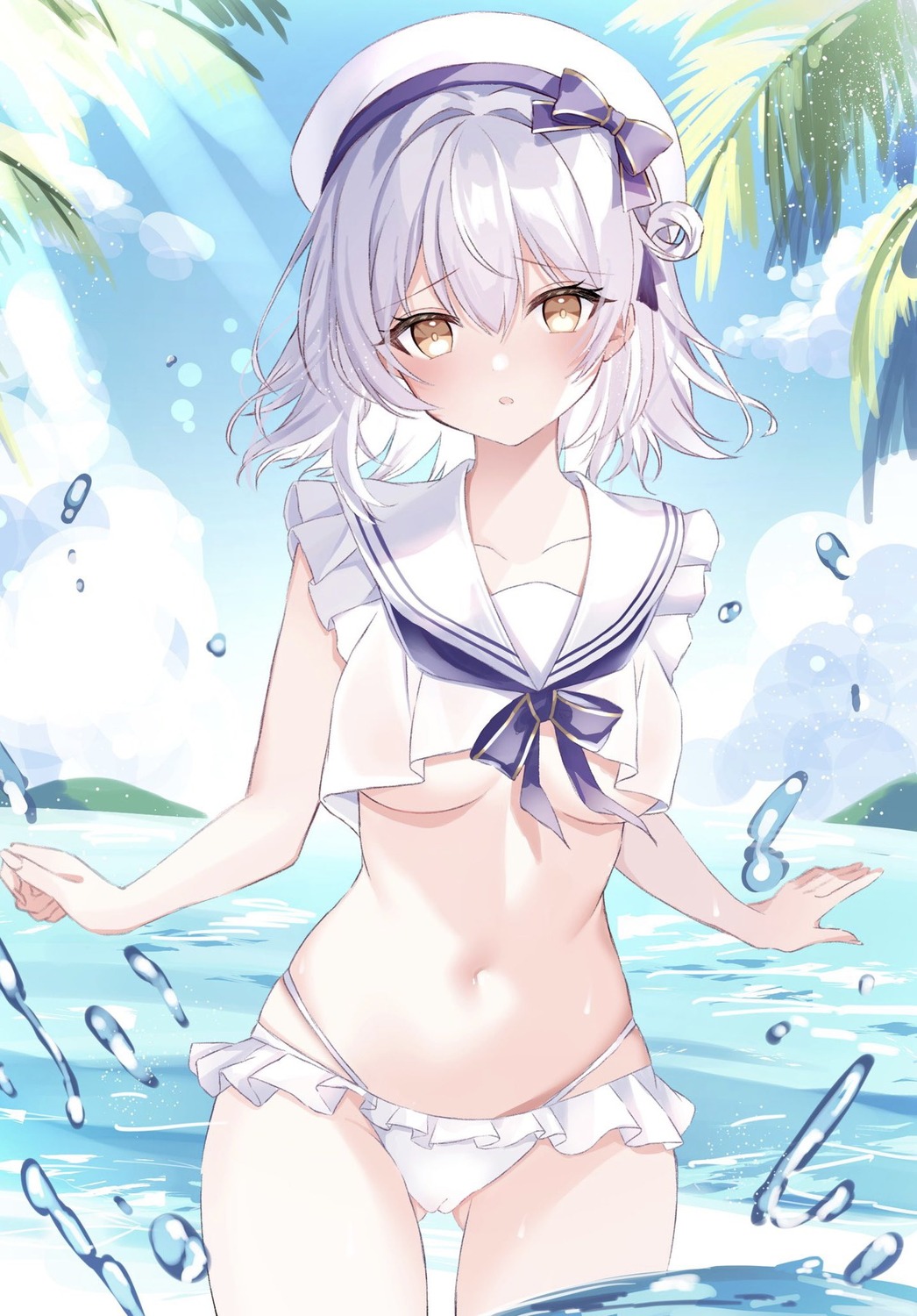 bikini cameltoe chiaki_hikari magical_girl_lillymea see_through swimsuits wet yumekoron