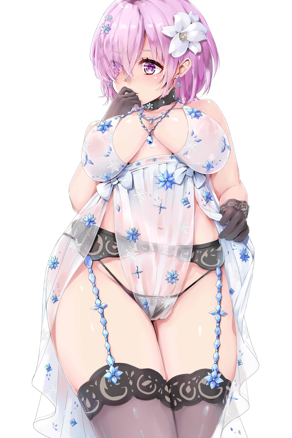 artoria_pendragon_alter_(fate/grand_order) cosplay fate/grand_order kntrs_(knyrs) lingerie mash_kyrielight nipples no_bra see_through stockings thighhighs