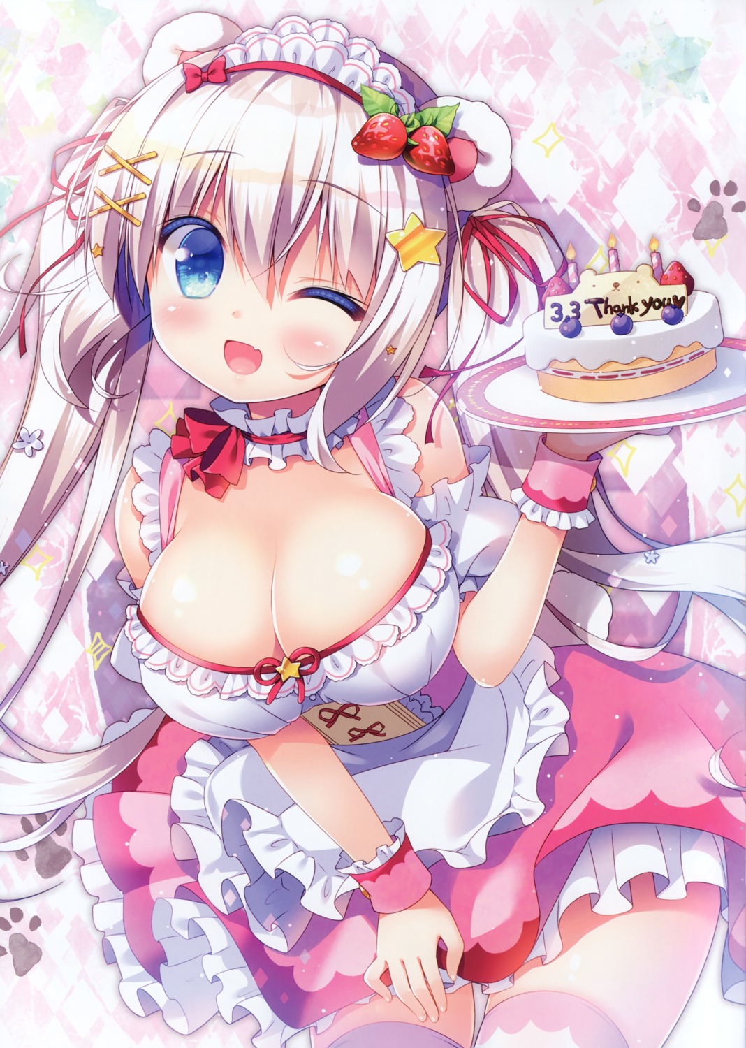 animal_ears maid momo_(sasai_saji) sasai_saji tail thighhighs waitress watakubi