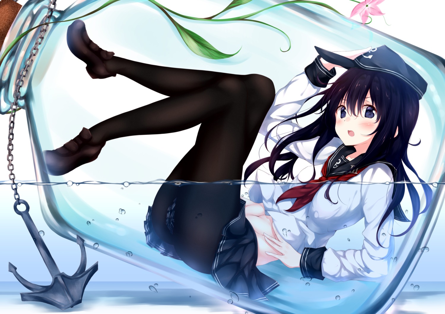 akatsuki_(kancolle) kantai_collection numpopo pantyhose seifuku wet