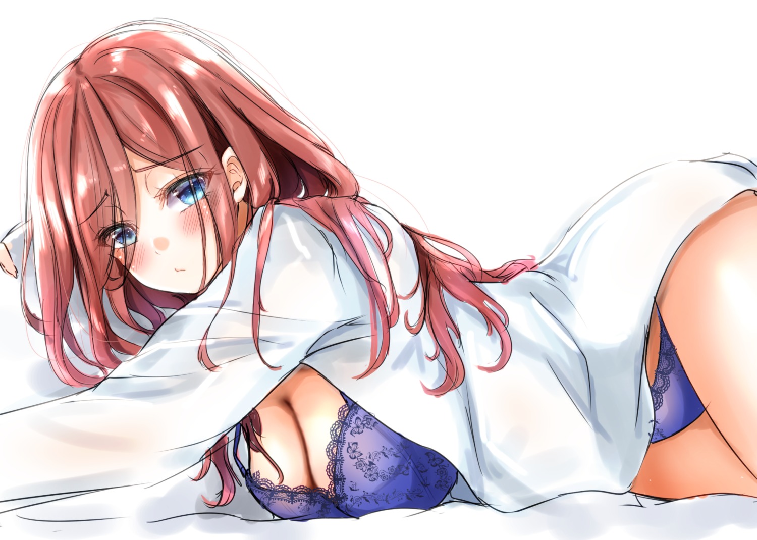 5-toubun_no_hanayome ayachanman bra dress_shirt nakano_miku open_shirt pantsu see_through sketch