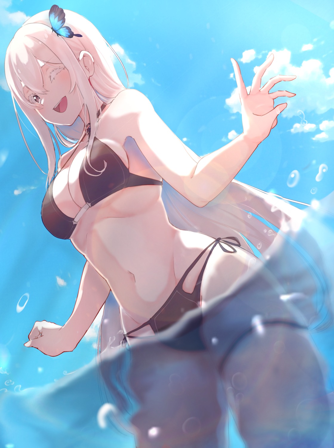 barto_(egec3255) bikini echidna_(re_zero) garter re_zero_kara_hajimeru_isekai_seikatsu swimsuits wet