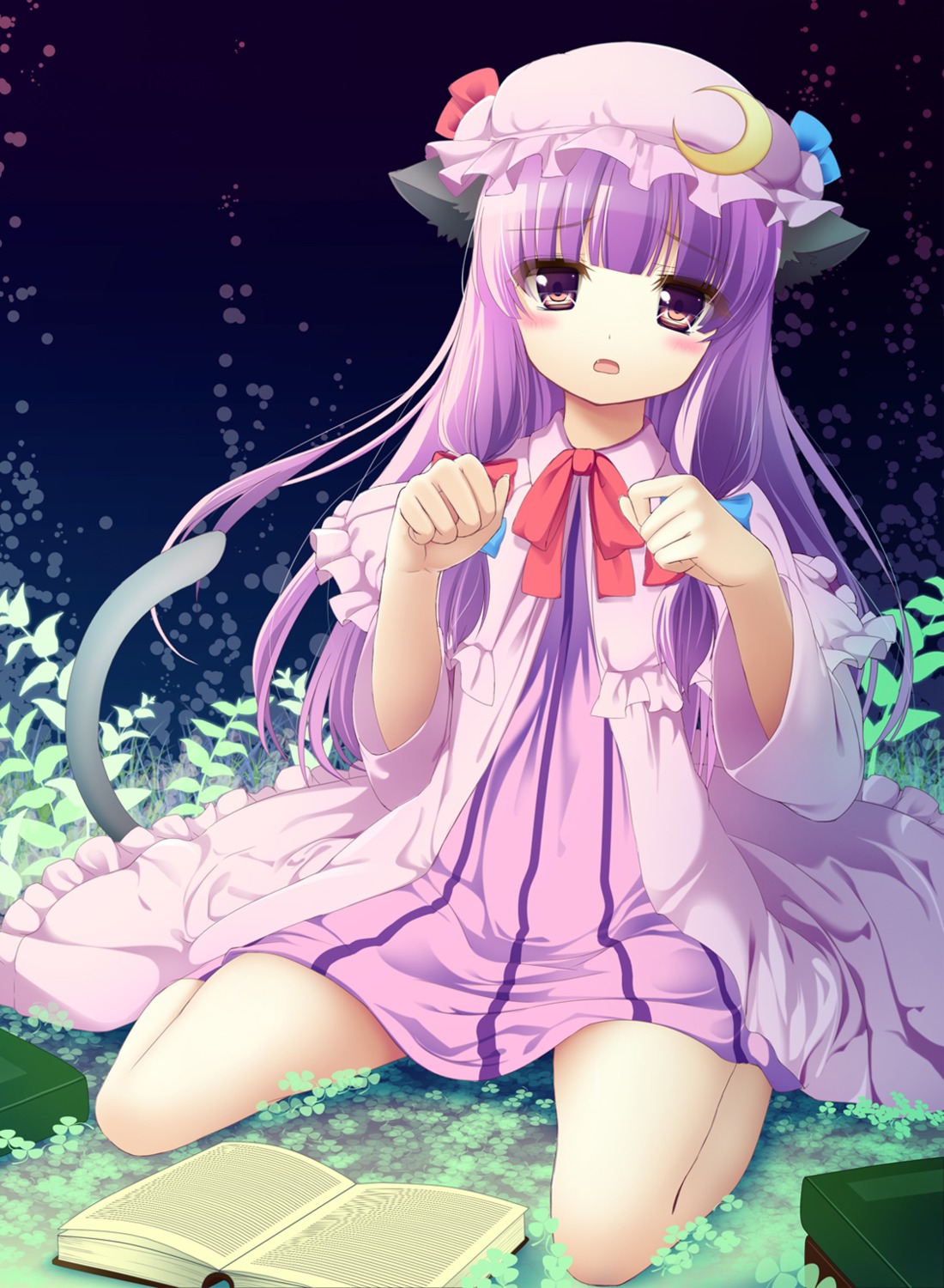 animal_ears patchouli_knowledge shiramori_yuse tail touhou