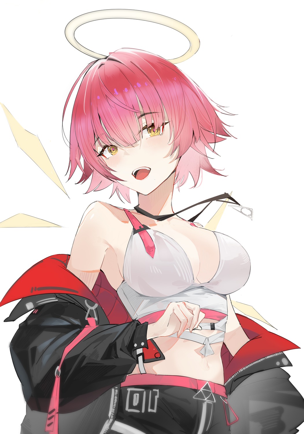 angel arknights cleavage exusiai_(arknights) foorzzz wings