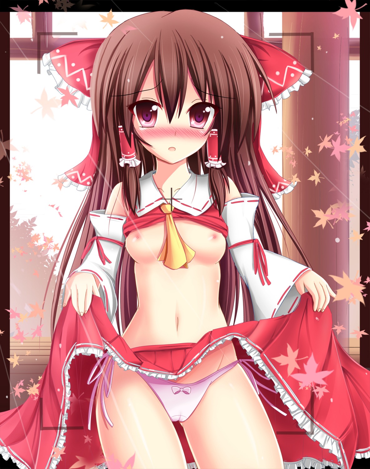 breasts cameltoe hakurei_reimu loli nipples pantsu shirt_lift skirt_lift touhou yuzin