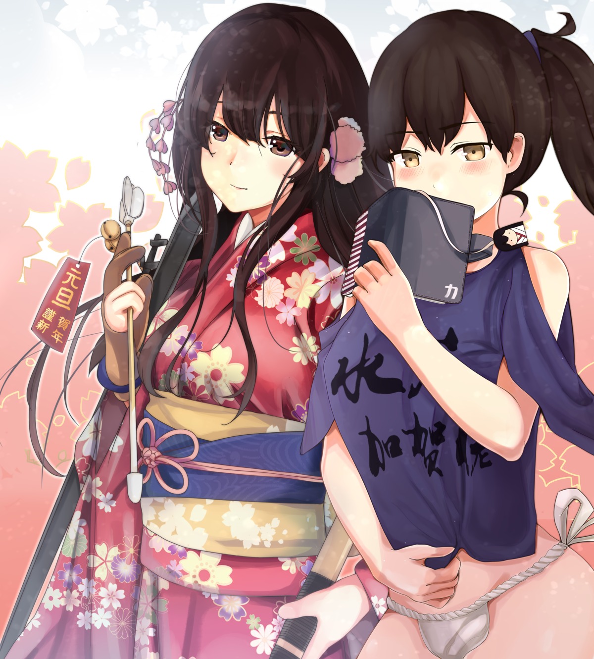 akagi_(kancolle) fundoshi himeyamato kaga_(kancolle) kantai_collection kimono