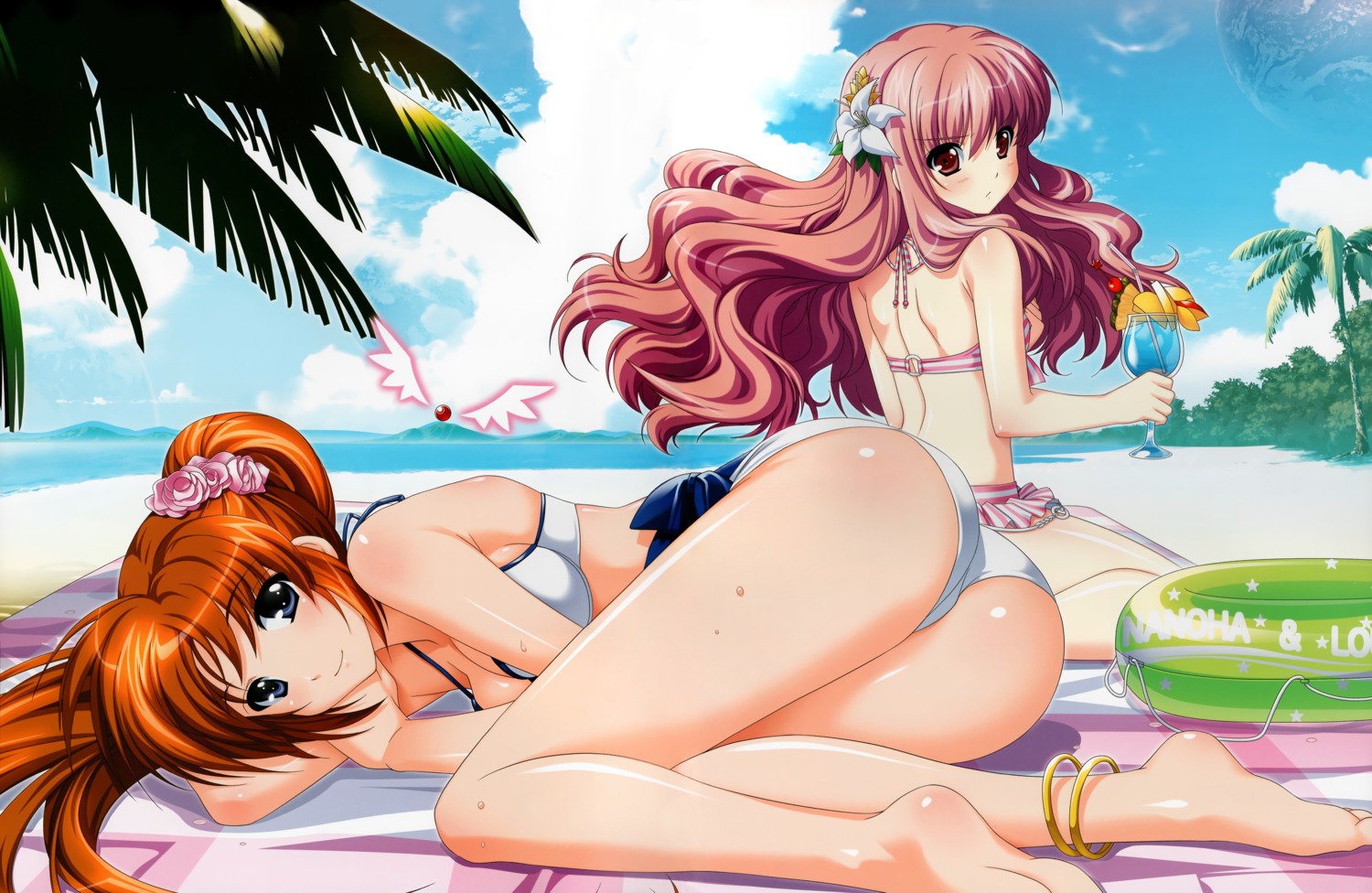 bikini crossover detexted higa_yukari louise mahou_shoujo_lyrical_nanoha mahou_shoujo_lyrical_nanoha_strikers swimsuits takamachi_nanoha zero_no_tsukaima