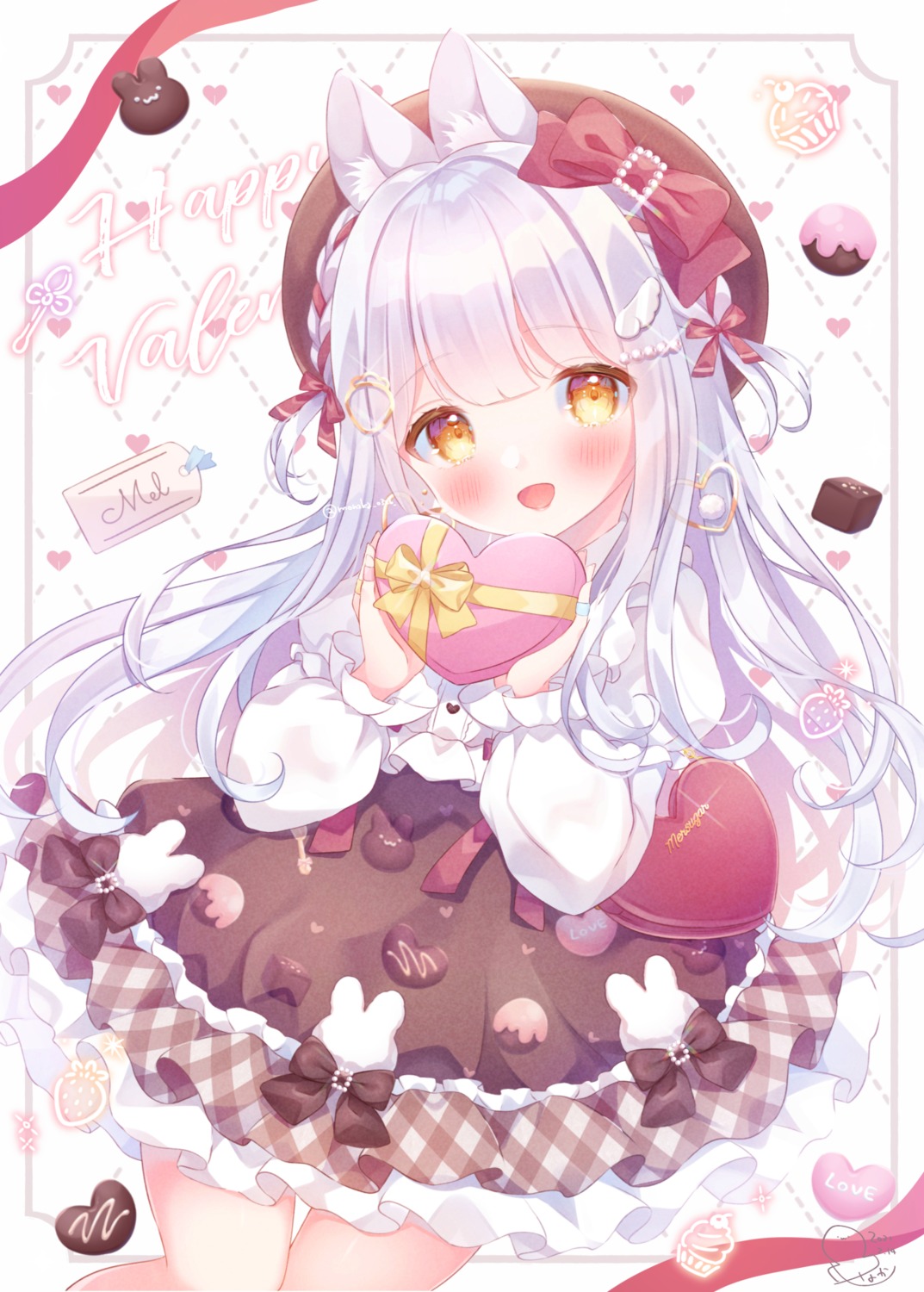 animal_ears bunny_ears lolita_fashion omochi_monaka valentine