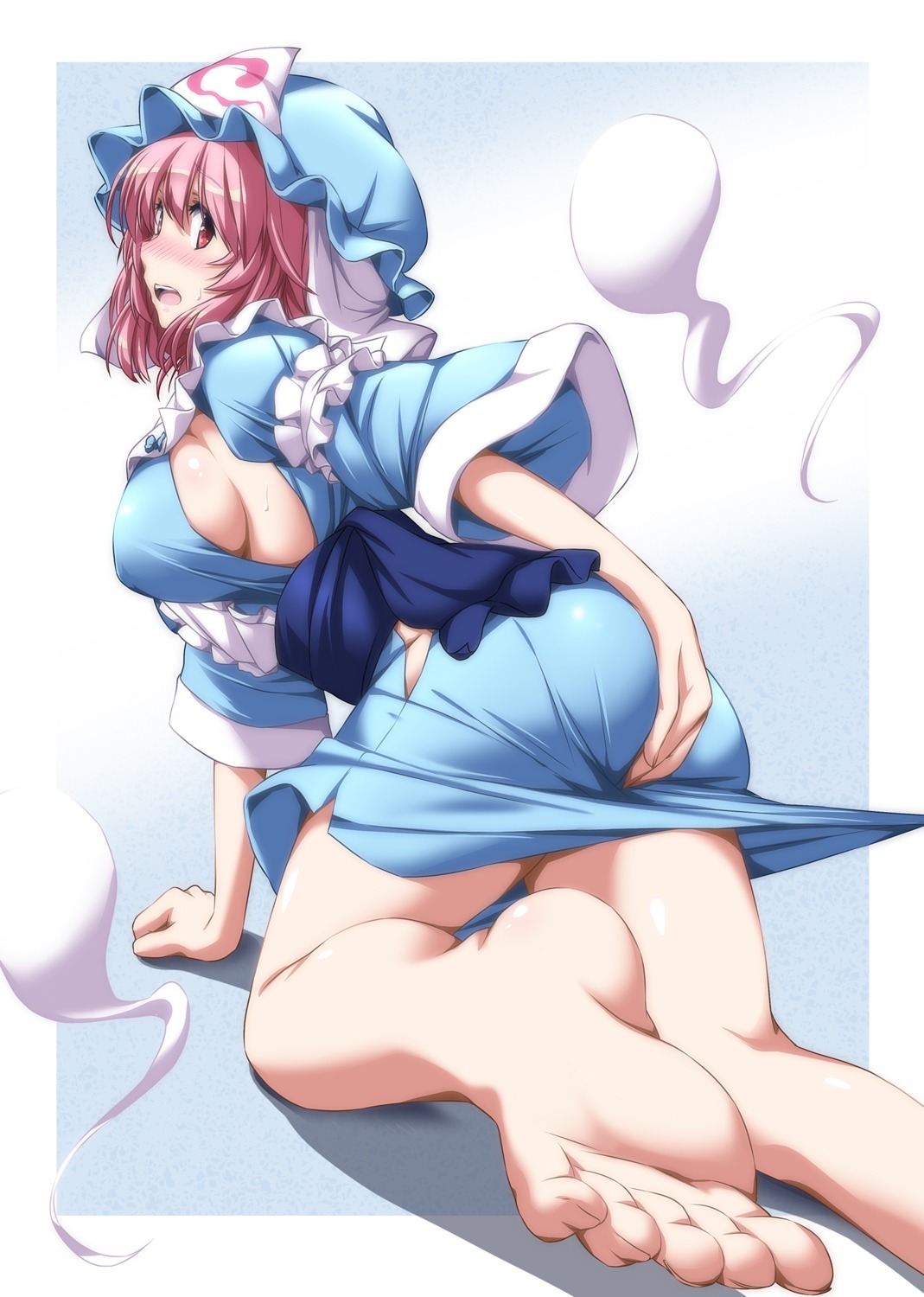 ass feet nori_tamago saigyouji_yuyuko touhou