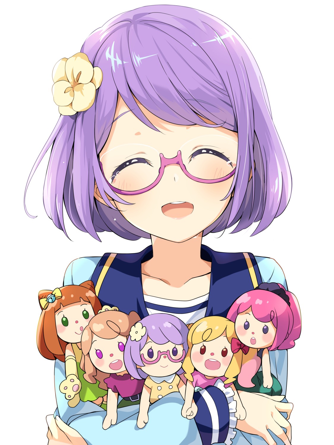 aikatsu! aikatsu_stars! chibi kasumi_mahiru megane nanakura_koharu nijino_yume sakuraba_rola saotome_ako seifuku wara