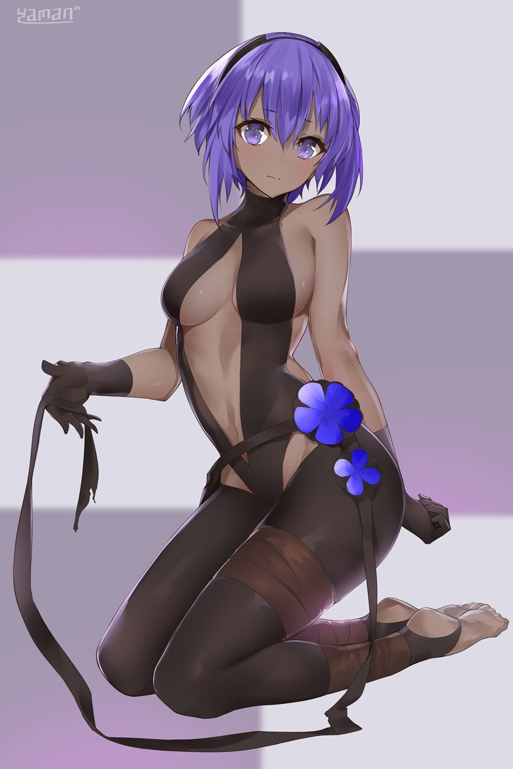 bandages fate/grand_order hassan_of_serenity_(fate) no_bra pantyhose yaman