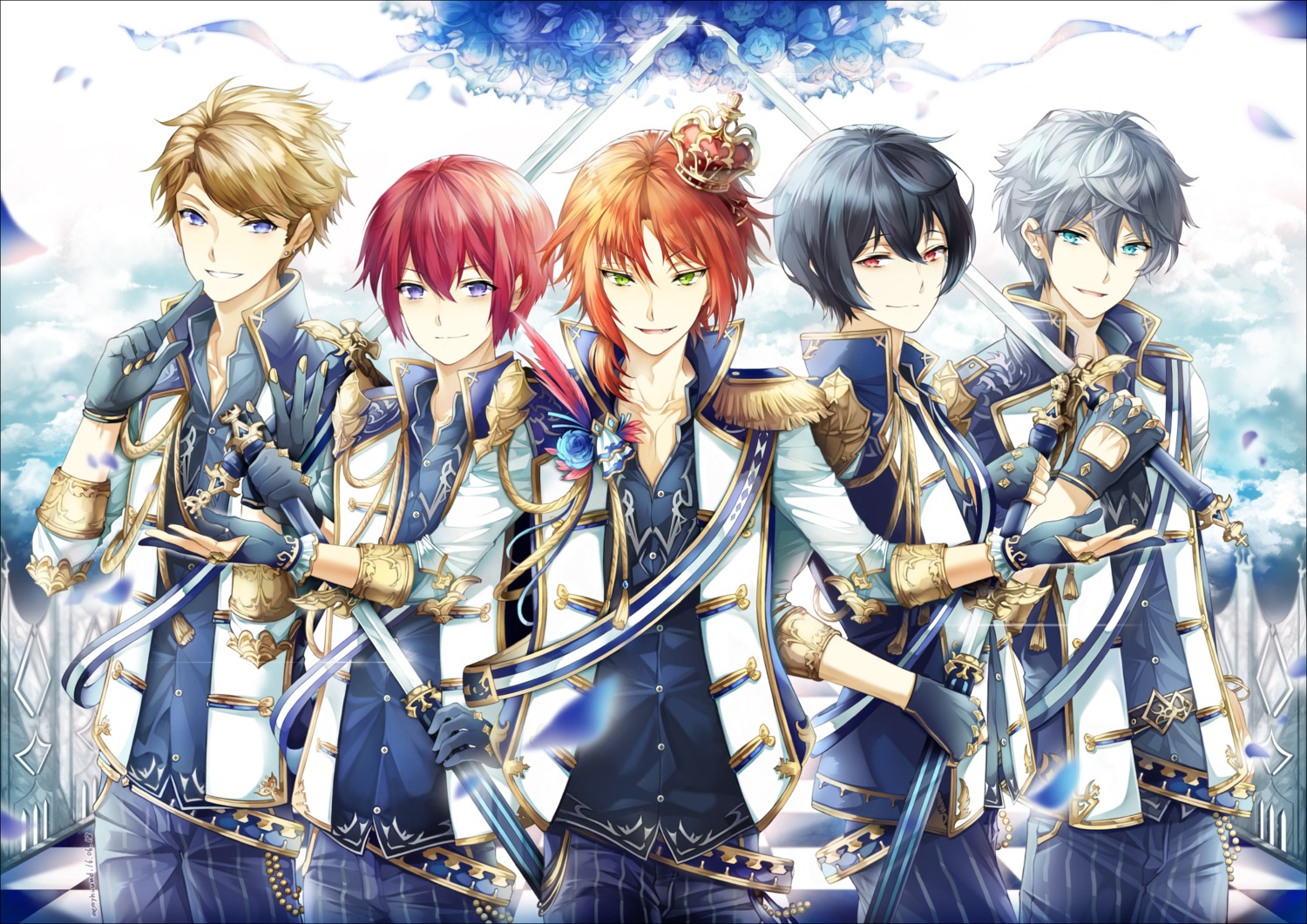 ensemble_stars! jebau male narukami_arashi sakuma_ritsu sena_izumi suou_tsukasa sword tsukinaga_leo uniform