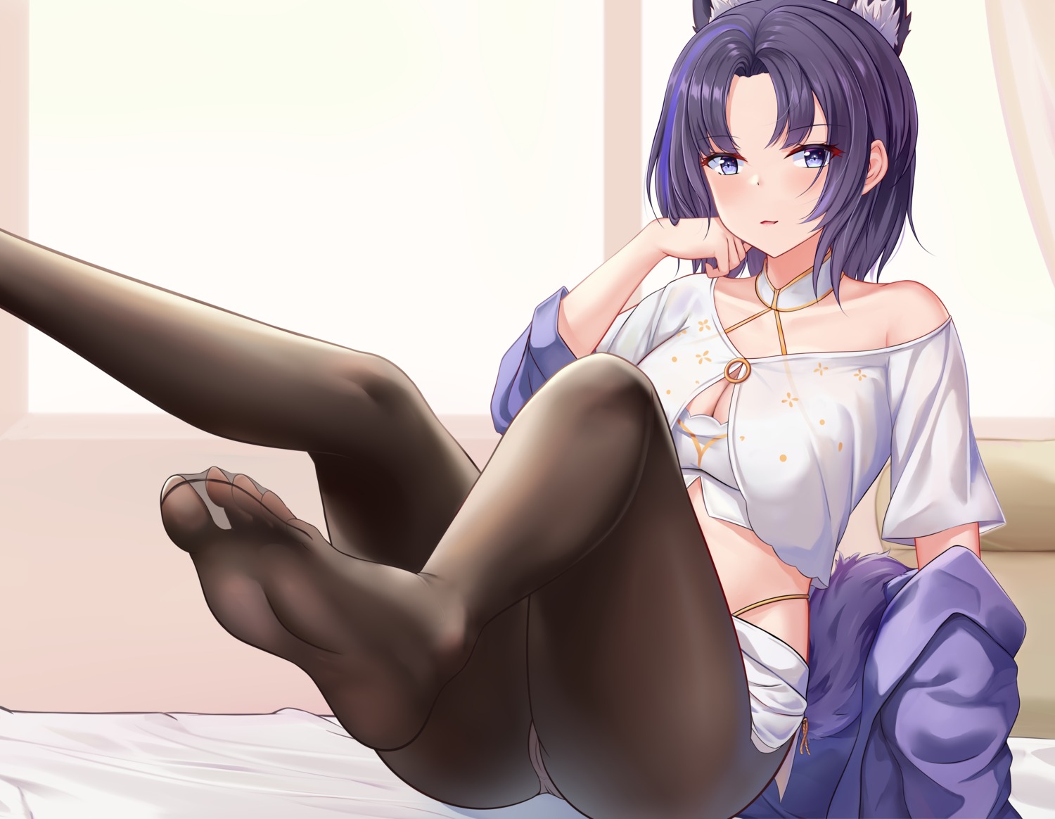 a-soul animal_ears cameltoe cleavage feet pantsu pantyhose see_through shenqi_(toid310) skirt_lift thong