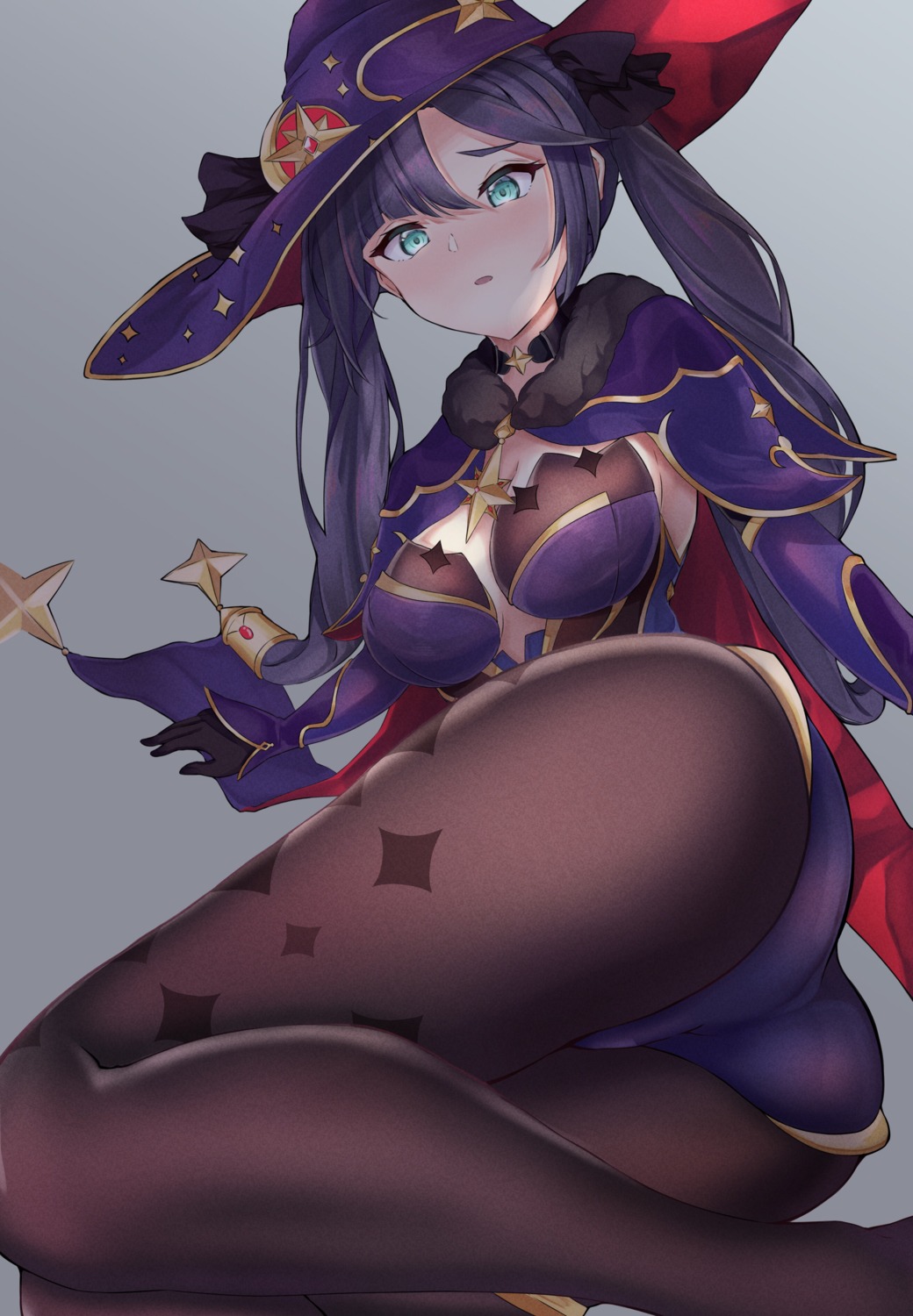 ass genshin_impact leotard mona_megistus no_bra pantyhose witch wosero