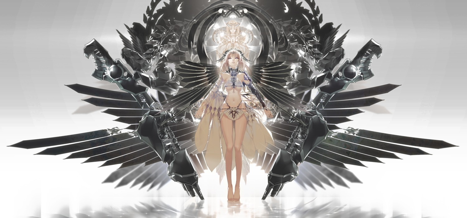 ajahweea mecha_musume no_bra underboob wings