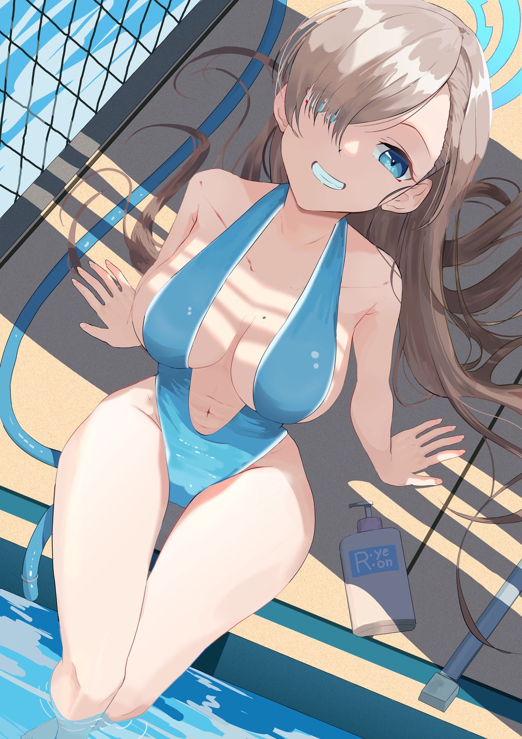 blue_archive halo ichinose_asuna ryeon_(bluetom1) swimsuits wet