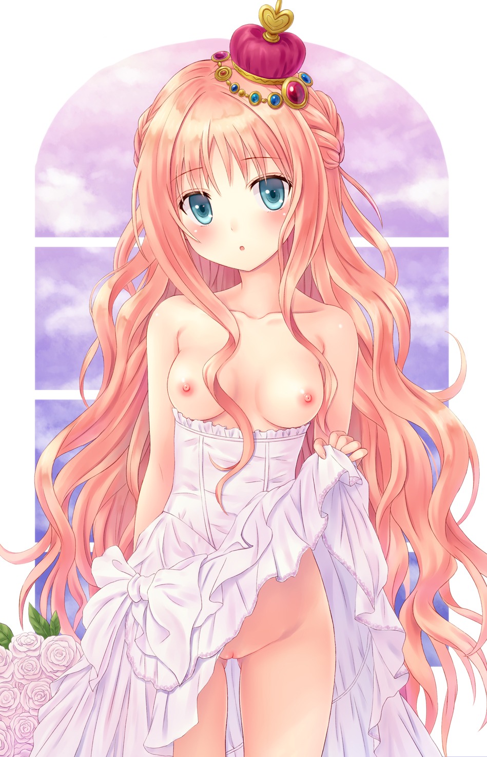 atelier atelier_meruru breasts corset dress merurulince_rede_arls n.g. nipples no_bra pussy skirt_lift uncensored