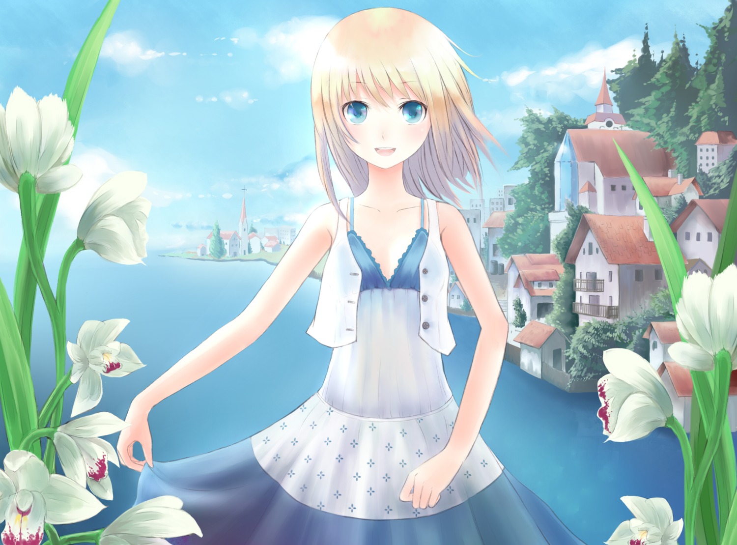 dress landscape minato_(shouno) summer_dress wallpaper