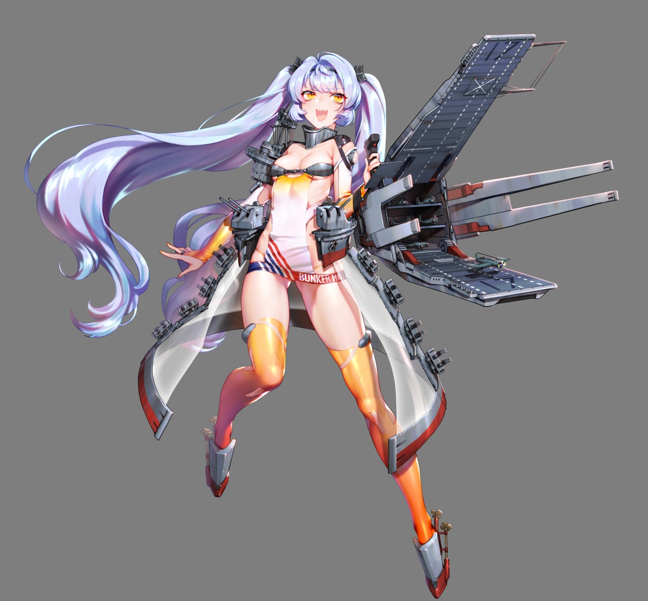 battleship_girl quuni see_through thighhighs transparent_png uss_bunker_hill_(cv-17)