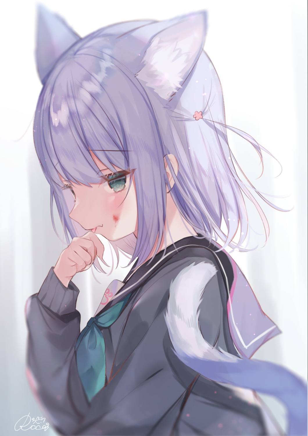 animal_ears nekomimi rukako seifuku sweater tail