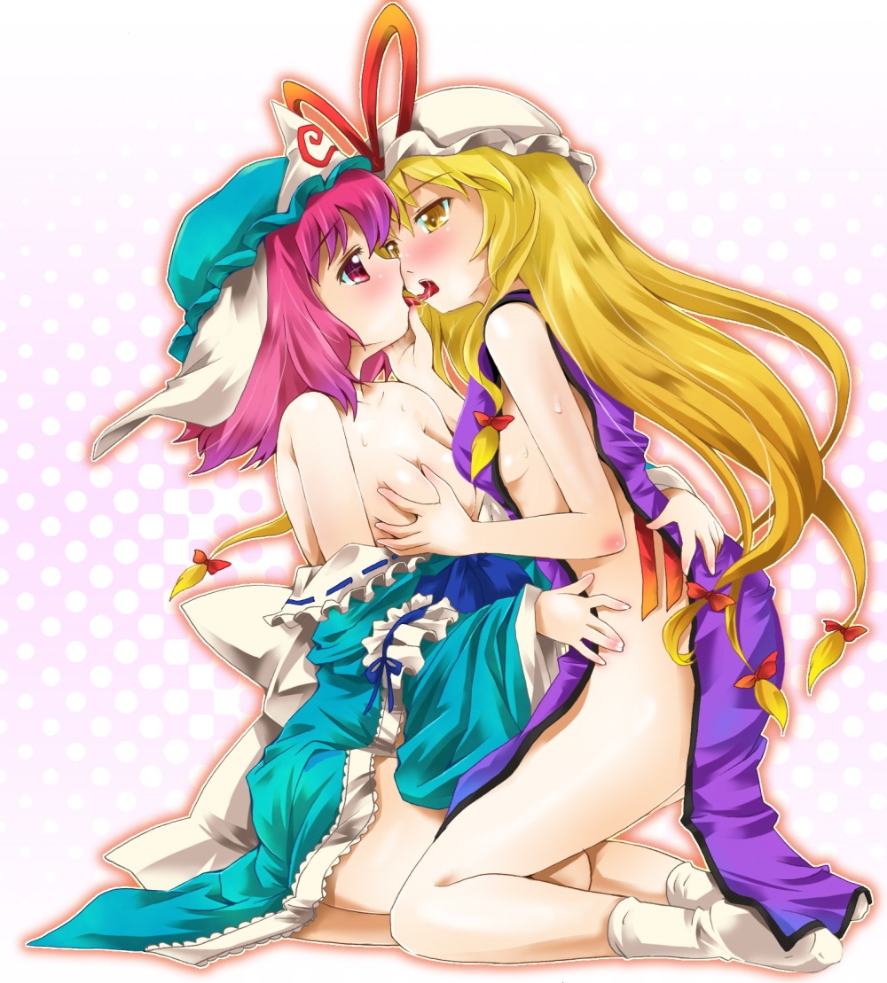 michii yuuki <b>touhou</b> saigyouji yuyuko yakumo yukari breast grab breasts <b>yuri</b> #74402 yande.re.