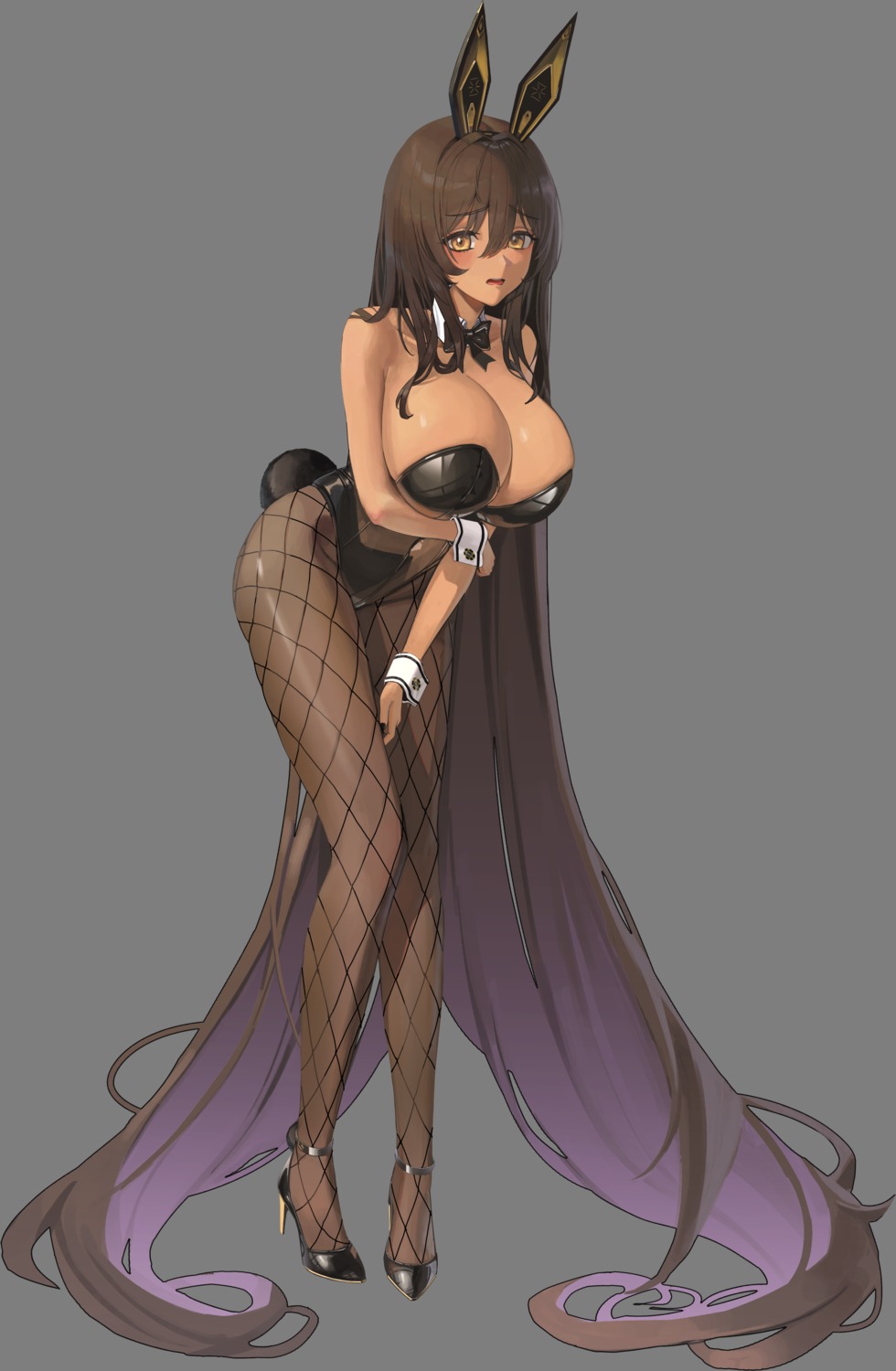 animal_ears bunny_ears bunny_girl fishnets goddess_of_victory:_nikke hallo_(rltkdydrltk) heels no_bra noir_(nikke) pantyhose tail transparent_png