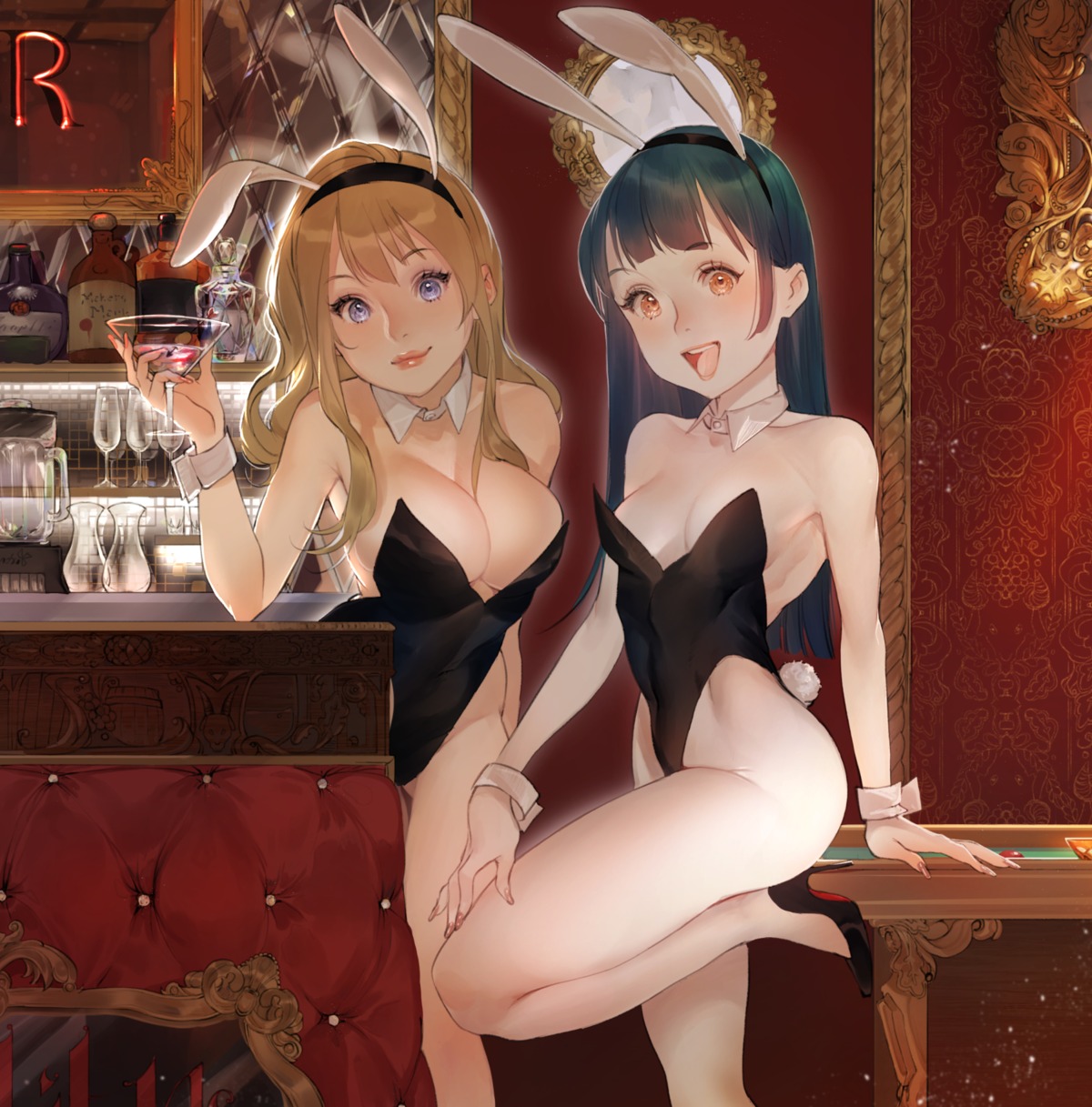 animal_ears bunny_ears bunny_girl eden_(edensong22) heels no_bra tail