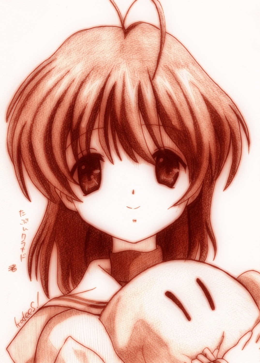 clannad furukawa_nagisa godees monochrome seifuku