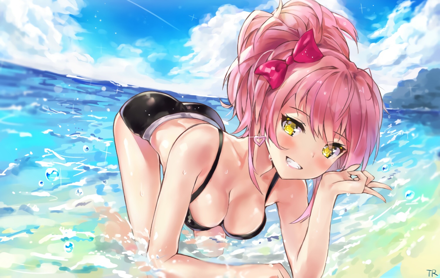 bikini cleavage jougasaki_mika swimsuits the_idolm@ster the_idolm@ster_cinderella_girls tr_(hareru) wet