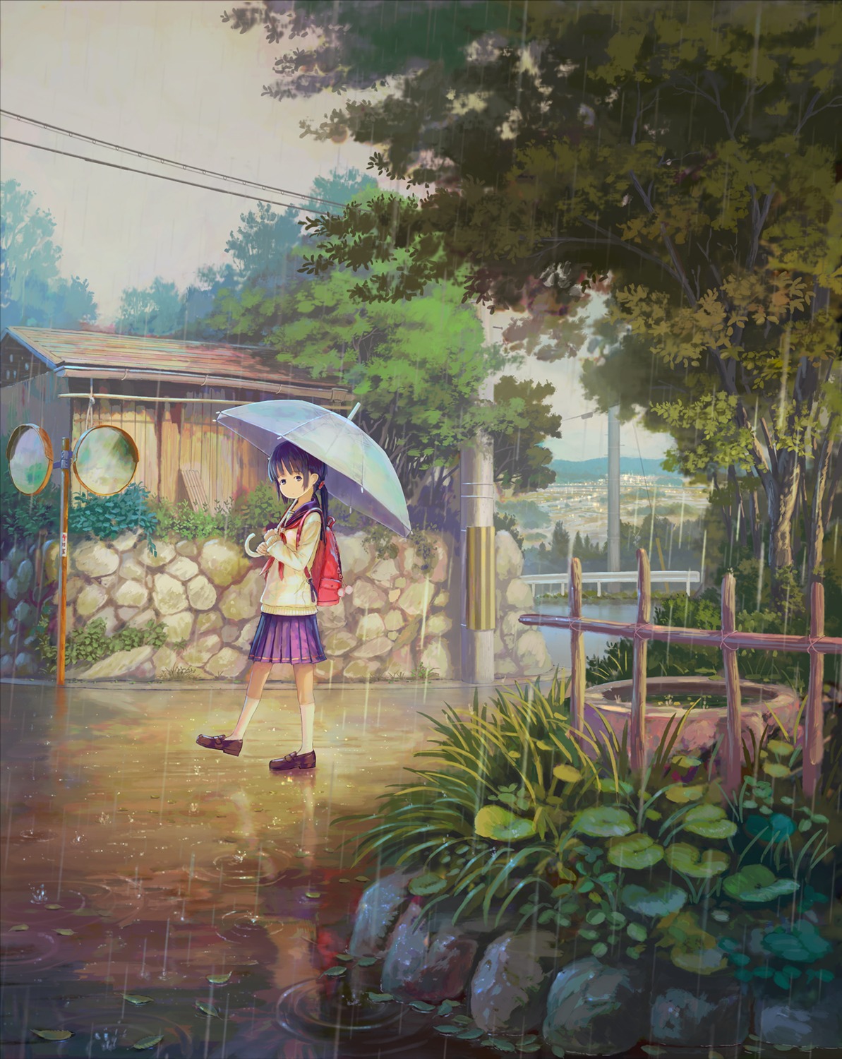 feel_(nasitaki) landscape seifuku sweater umbrella