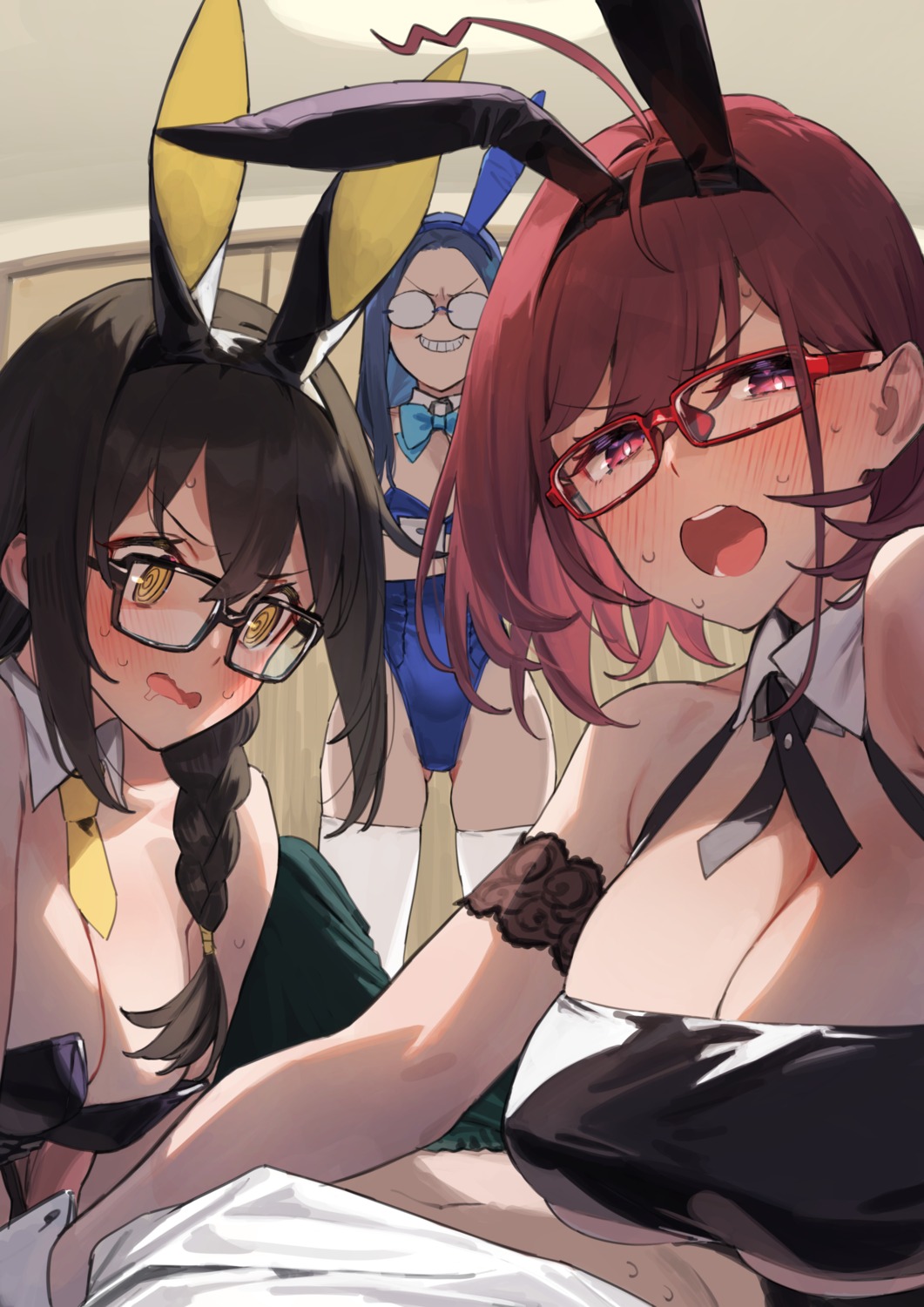 92m animal_ears bunny_ears bunny_girl megane no_bra thighhighs