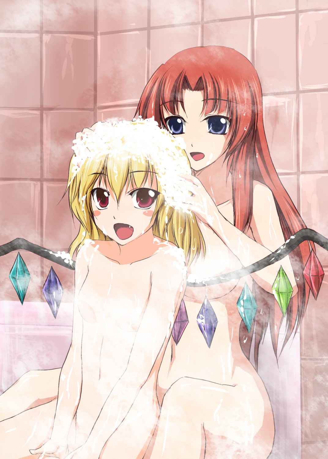 bathing flandre_scarlet hong_meiling naked ryuushou touhou