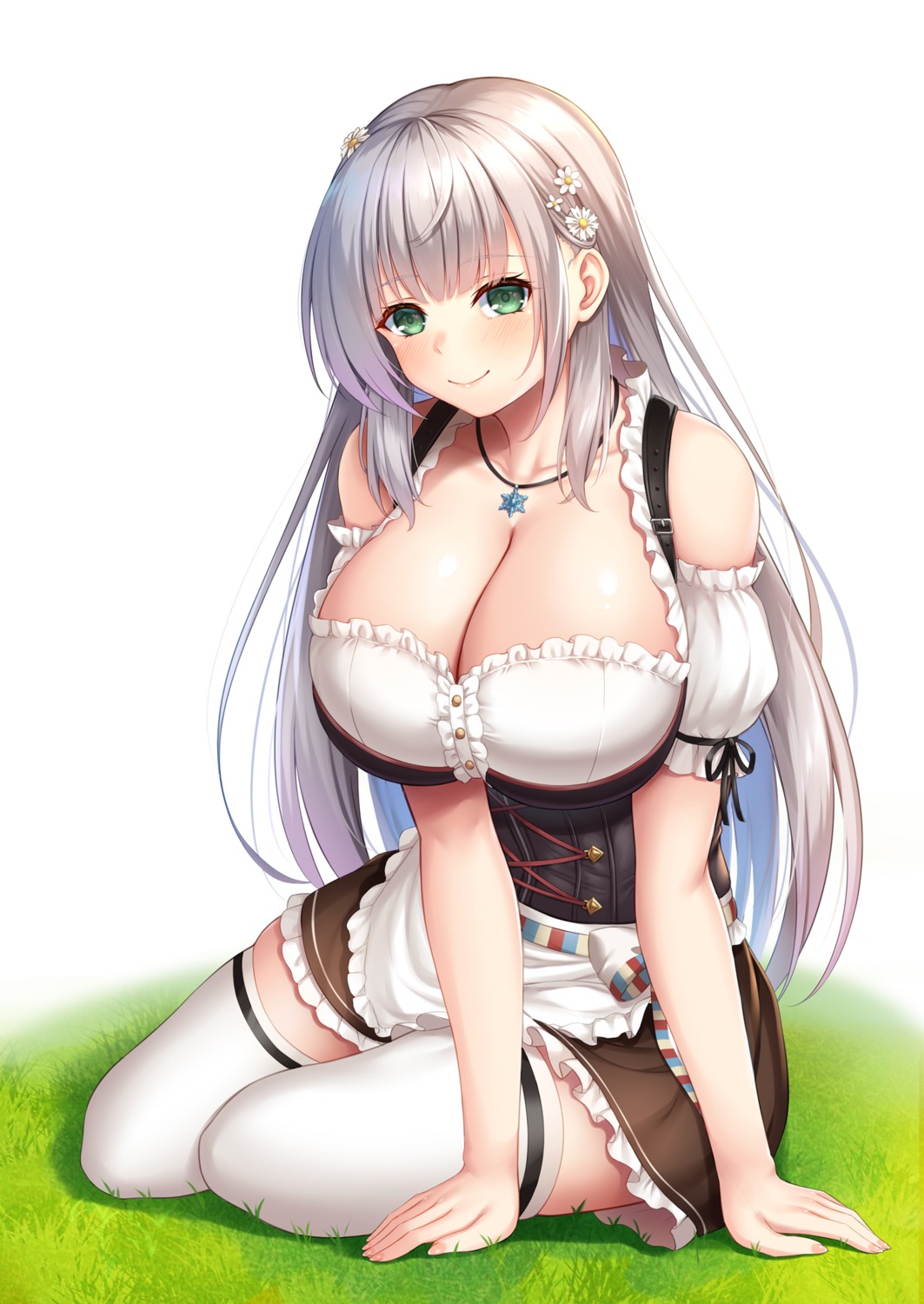 hololive maid no_bra shirogane_noel thighhighs zuizhong