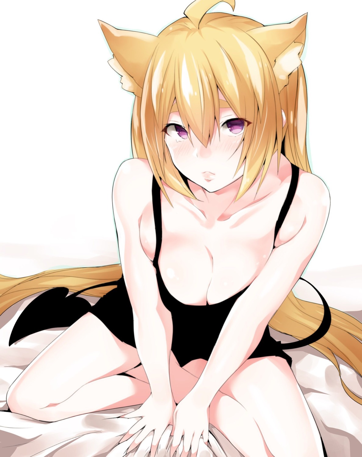 animal_ears breast_hold cleavage himawari_tarou tail