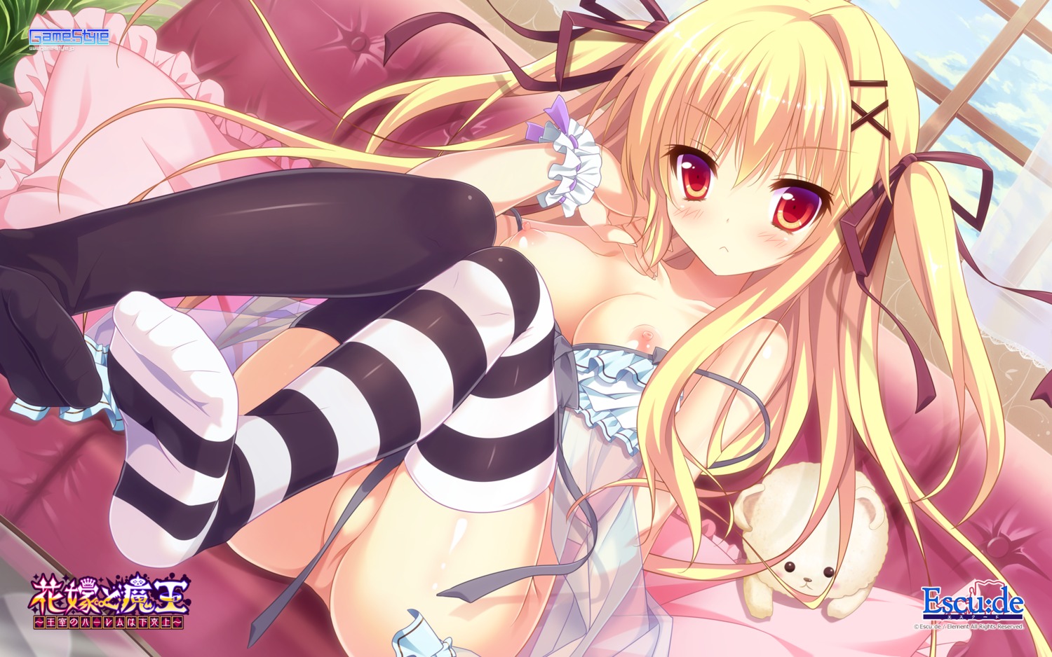 breasts celica_tepes_lunatica escu:de game-style hanayome_to_maou lingerie nipples nopan see_through shiromochi_sakura thighhighs wallpaper